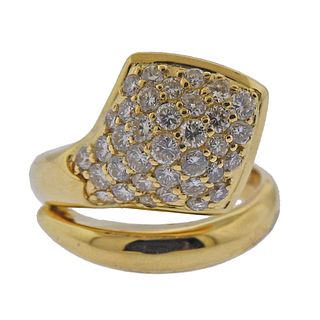 1.36 Carat Diamond Gold Wrap Snake Motif Ring