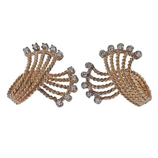 1960s 14k Gold Diamond Earrings