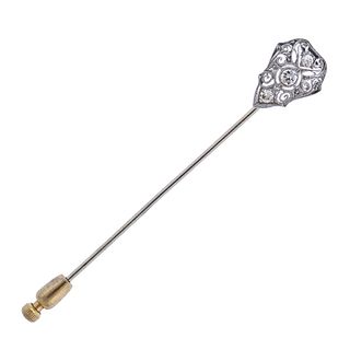 Art Deco Platinum Gold Diamond Stick Pin