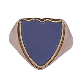 Antique English 15k Gold Agate Ring 