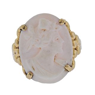 Antique Coral Cameo Ring 