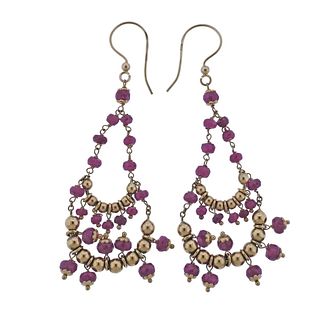 14k Gold Ruby Chandelier Earrings