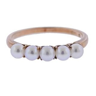 Mikimoto Vintage 14k Gold Pearl Ring 