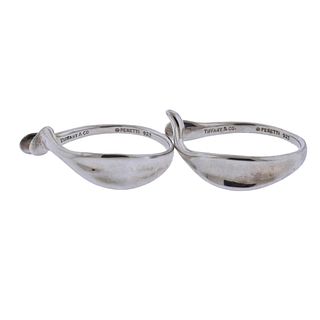 Tiffany &  Co Peretti Silver Bone Hoop Earrings