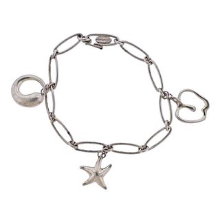 Tiffany & Co Elsa Peretti Sterling Silver Charm Bracelet 