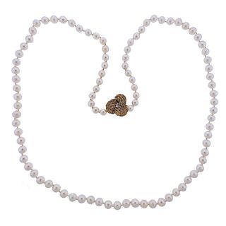 14k Gold Pearl Diamond Necklace