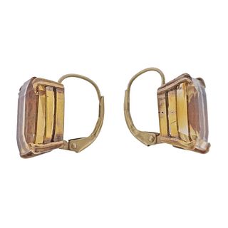 Retro 14k Gold Citrine Earrings