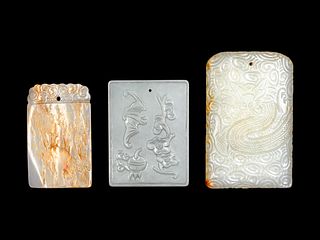 Three Chinese Jade Rectangular Plaques