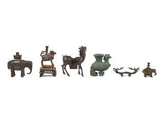 Six Chinese Bronze Animal-Form Articles