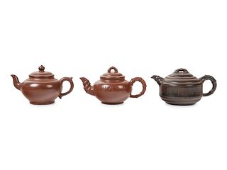 Three Chinese Zisha Teapots