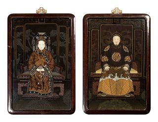 A Pair of Chinese Reverse Glass Paintings