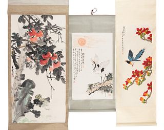 Three Chinese Paintings Scrolls