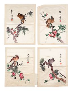 Four Chinese Silk Panels