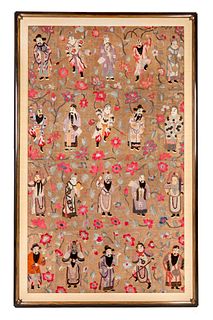 A Large Chinese Embroidered Silk Panel