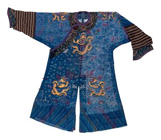 A Chinese Silk Gauze Embroidered Summer Dragon Robe, Jifu