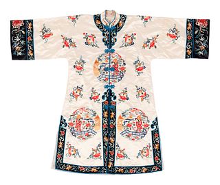 A Chinese Embroidered Silk Lady's Robe