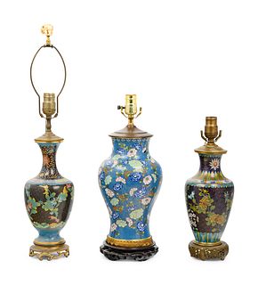 Three Chinese Cloisonne Enameled Vases