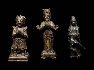 Three Chinese Bronze Figures
