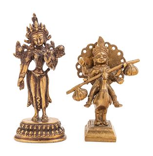 Two Himalayan Gilt Bronze Figures