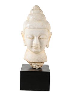 A Southeast Asian Marble Head of Buddha