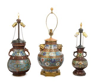 Six Japanese Cloisonne Enameled Vases
