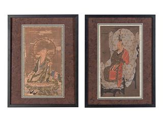 Two Japanese Prints on Silk