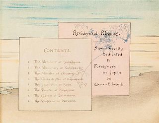 * EDWARDS, OSMAN. Residential Rhymes. Tokyo, n.d. [c. 1900] with 22 color woodblocks on crepe paper.