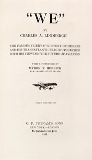 * LINDBERGH, CHARLES. WE. New York and London, 1927. Signed by Lindbergh, w/original drawing by Clayton Knight.