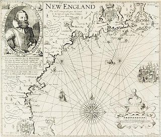 * (MAP) SMITH, JOHN. New England. [London, 1614] Double-page engraved map.