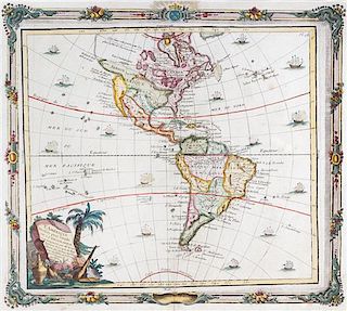 * (MAP) BRION DE LA TOUR, L. L'Amerique dressee pour l'etude de la geographie... Paris, 1764. Engraved map with color of N and S