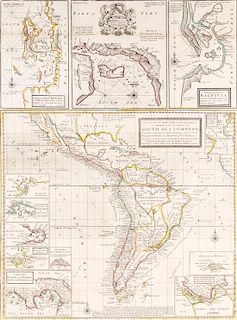 (MAP) MOLL, HERMAN. A new & exact map of the coast, countries and islands within the ... South Sea Company. L, 1711.