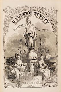 * (CIVIL WAR, HARPER'S WEEKLY) NY, 1861-1865. Vols. V-IX. Full Civil War content. Profusely illustrated.