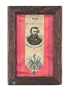 (CIVIL WAR) GRANT, ULYSSES S. Woven silk ribbon, likely for the 1868 Presidential election.