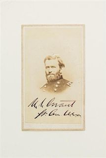 * (CIVIL WAR) GRANT, ULYSSES S. Carte-de-visite photograph portrait signed ("U.S. Grant Lt. Gen. U.S.A."), n.d.