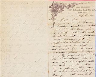 * (CIVIL WAR ARCHIVE) A collection of 60 letters and documents, some related to the Civil War and the Gold Rush, c. 1824 through