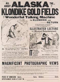 * (ALASKA) BROADSIDE. Advertising a lecture on the Alaskan gold fields. Chicago, [1898] Framed.