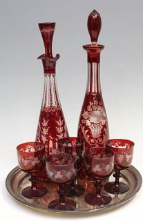 Etched Ruby Glass