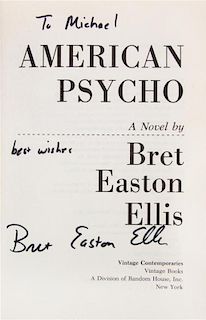EASTON ELLIS, BRETT. A group of five books, three first editions, inscribed and signed.