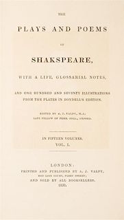 SHAKESPEARE, WILLIAM. The Plays and Poems. London, 1832-1834. 15 vols.