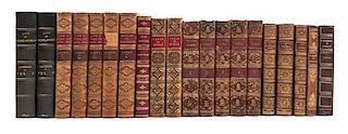 * (BINDINGS) A group of 44 leather bound books.
