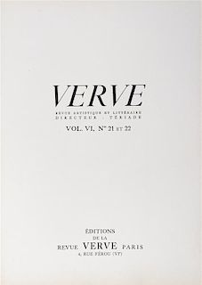 (VERVE) MATISSE, HENRI. Verve. Paris, [1948] Vol. VI, no. 21/22.