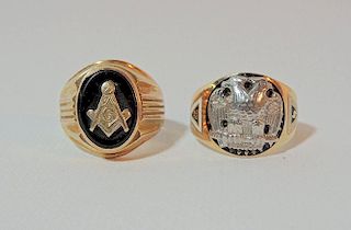 Two Masonic Gold Rings