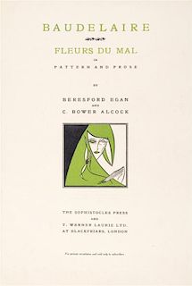 * (EGAN, BERESFORD) BAUDELAIRE, CHARLES. Fleurs du Mal, in Pattern and Prose. London, (1929). Limited, signed by the artist.