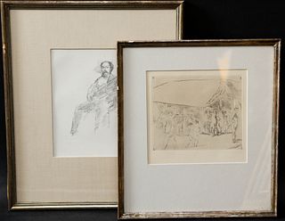 Whistler Print and Unsigned Engraving.