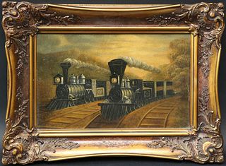 Oil on Canvas Locomotive
