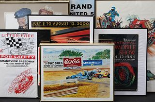 Seven Automobile Prints and Posters.