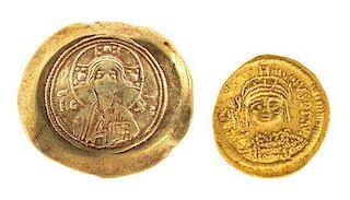 * Two Byzantine Coins , Gold Solidus
