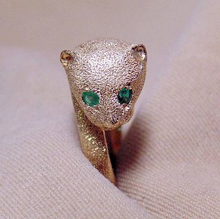 Gold Cat-head Ring.