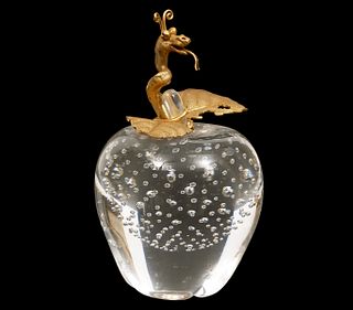 Steuben Glass & 18K YG 'Apple of Eden'