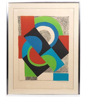 Sonia Delaunay Abstract Lithograph in Colors